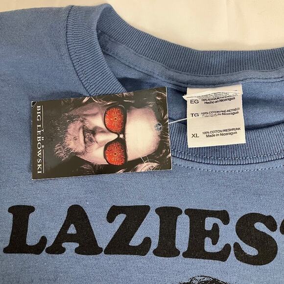 The Big Lebowski T Shirt Laziest in Los Angeles Graphic Print Movie Tee XL Blue - Picture 4 of 7